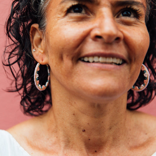 Flores Beaded Hoop Earrings