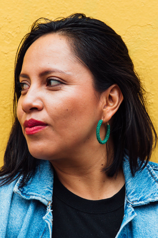 Jacaranda Beaded Hoop Earrings