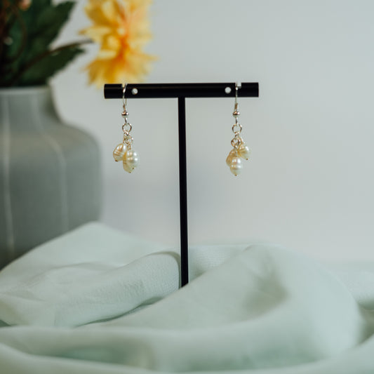 Silver Pearl Icicle Earrings