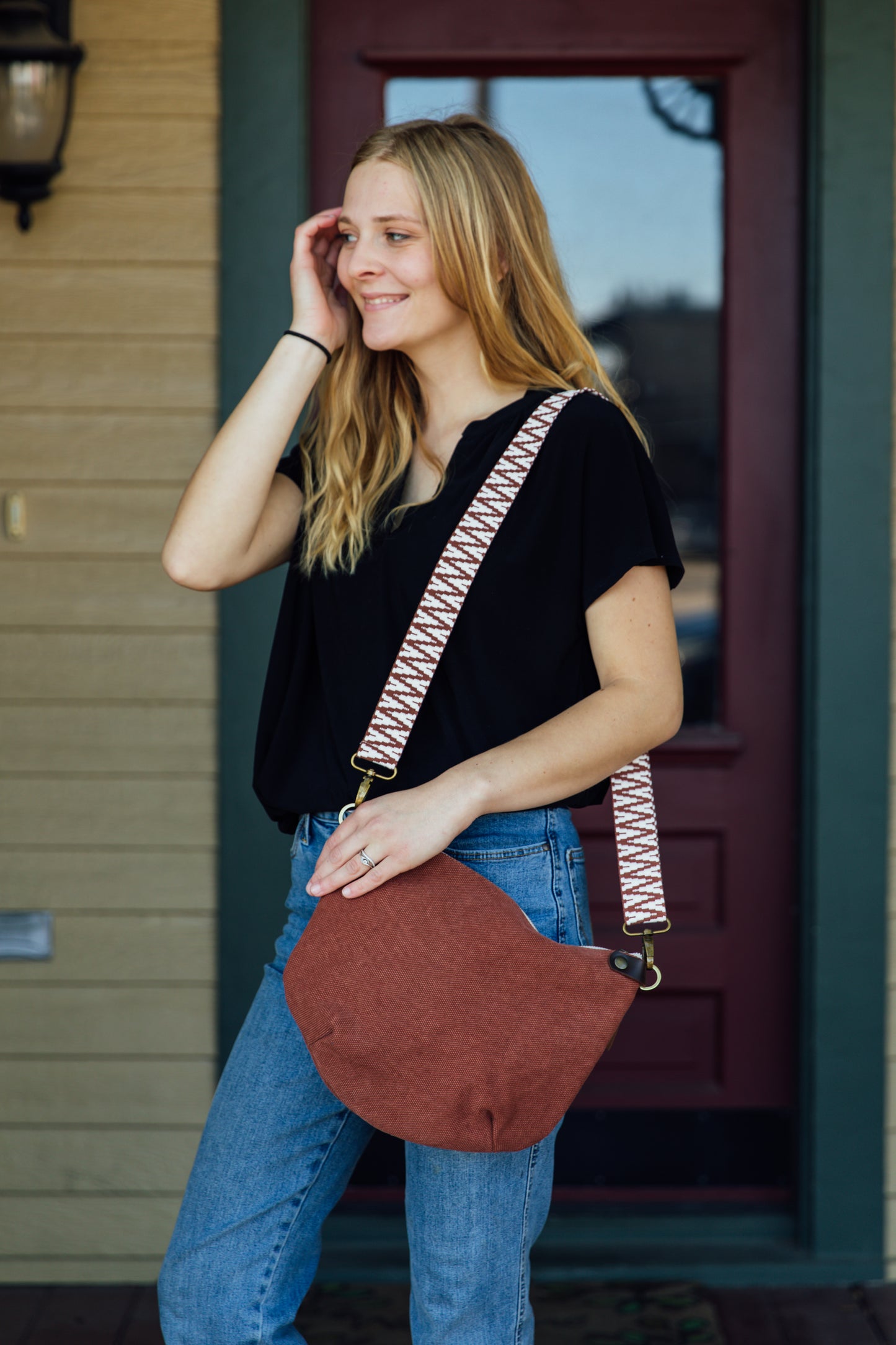 Thai Canvas Crossbody with Woven Strap