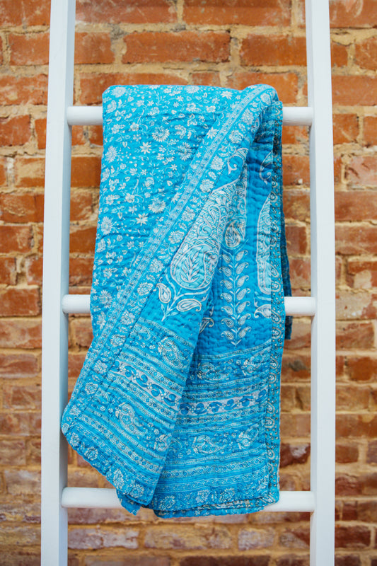 Blue Kantha Blanket - Twin XL/Full