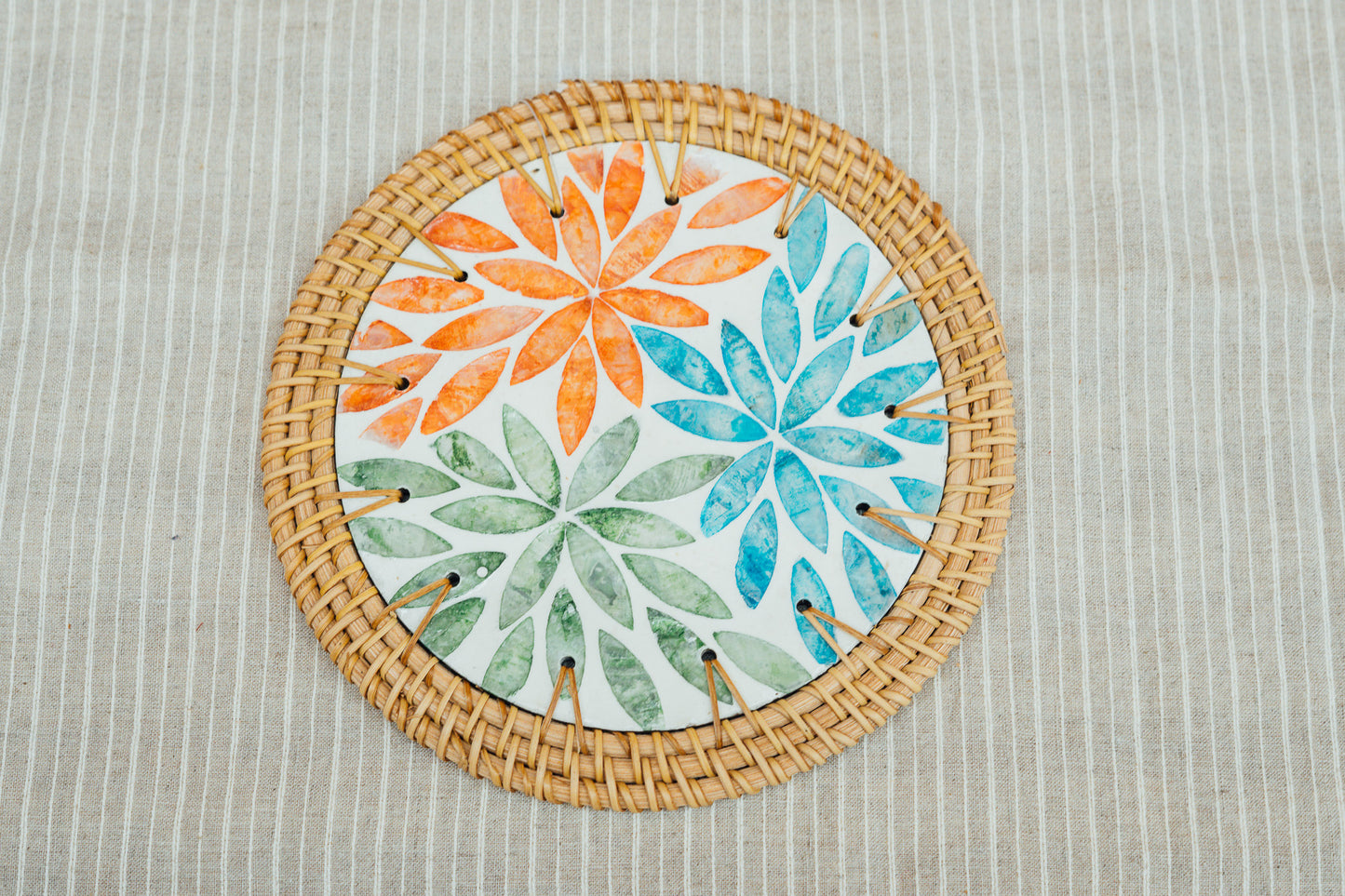 Mosaic and Wicker Trivet