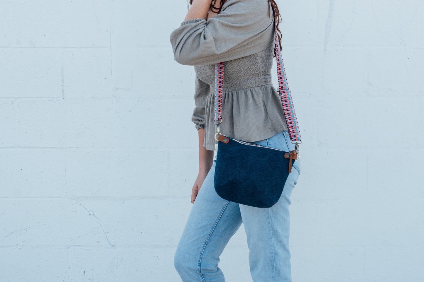 Thai Canvas Crossbody with Woven Strap