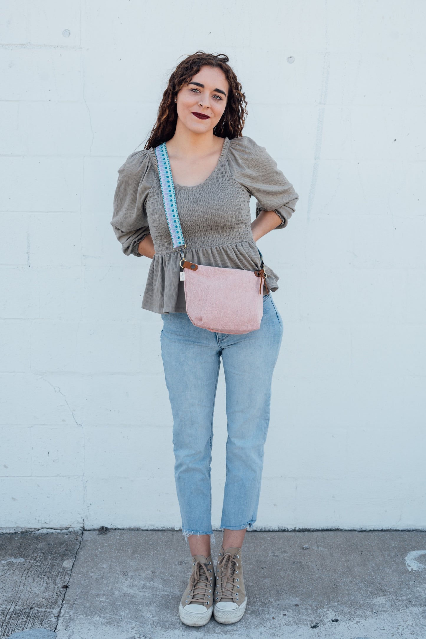 Thai Canvas Crossbody with Woven Strap