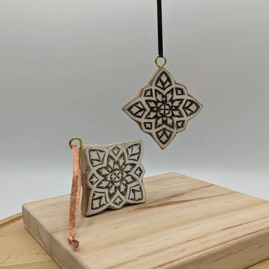 Hand Carved Star Wooden Block Ornament