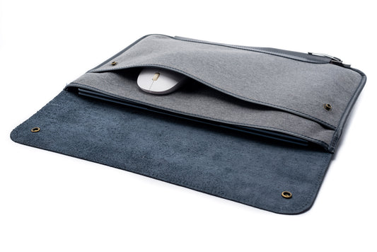 Full Grain Leather with Fabric Laptop Sleeve