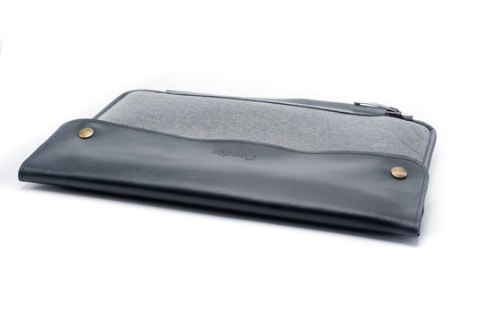 Full Grain Leather with Fabric Laptop Sleeve