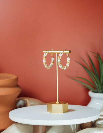 Jacaranda Beaded Hoop Earrings