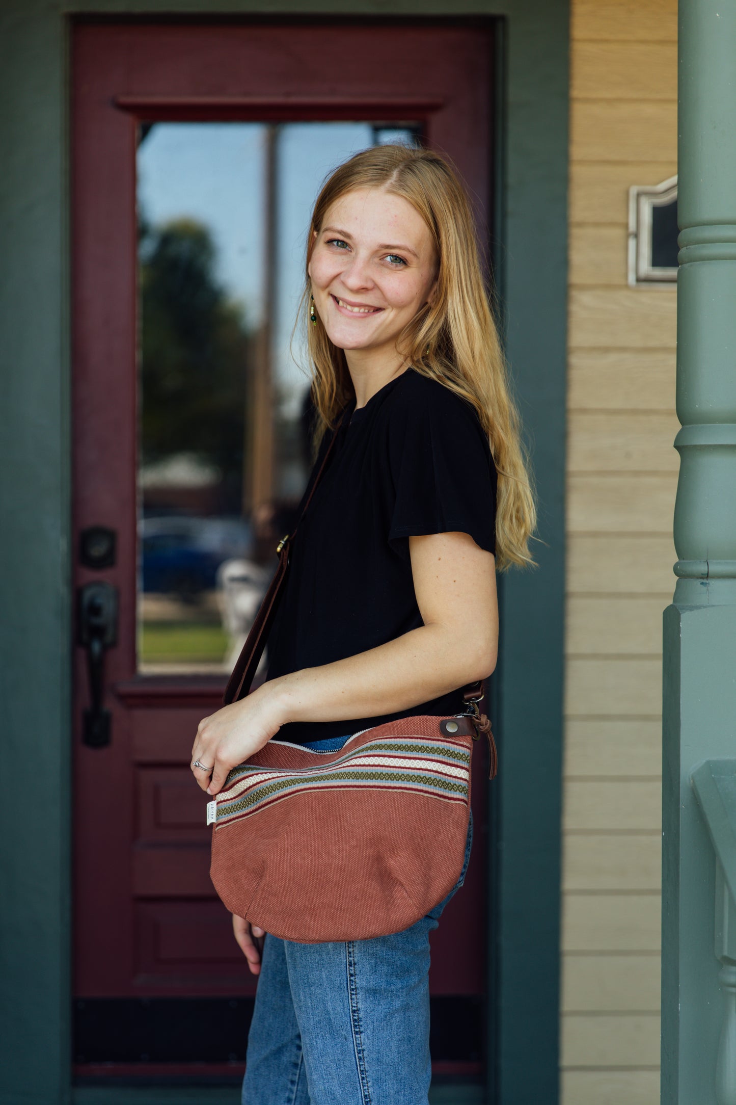 Thai Crossbody Bag with Leather Strap