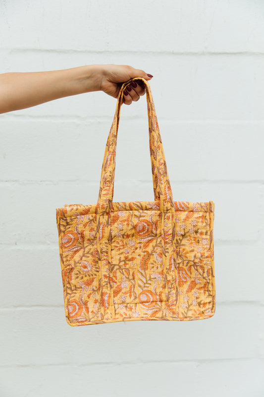Quilted Indian Square Tote