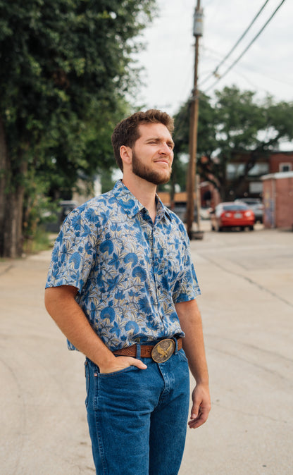 Hand Blocked Cotton Men's Shirts