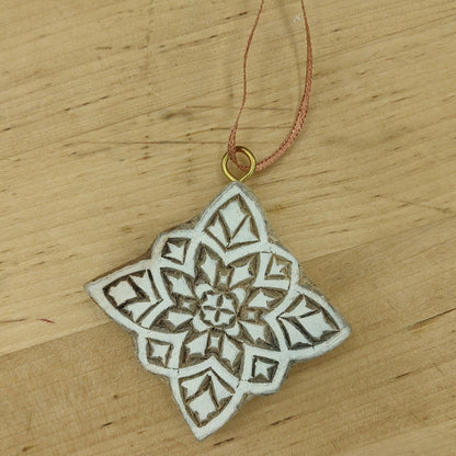 Hand Carved Star Wooden Block Ornament