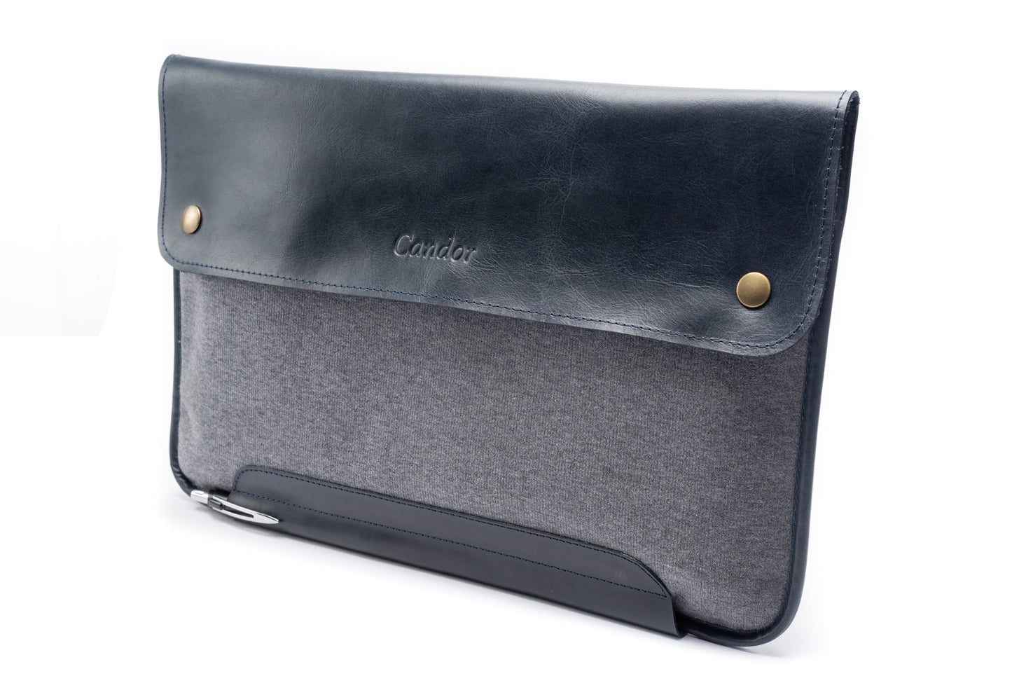 Leather with Fabric Laptop Sleeve (Candor Full Grain)