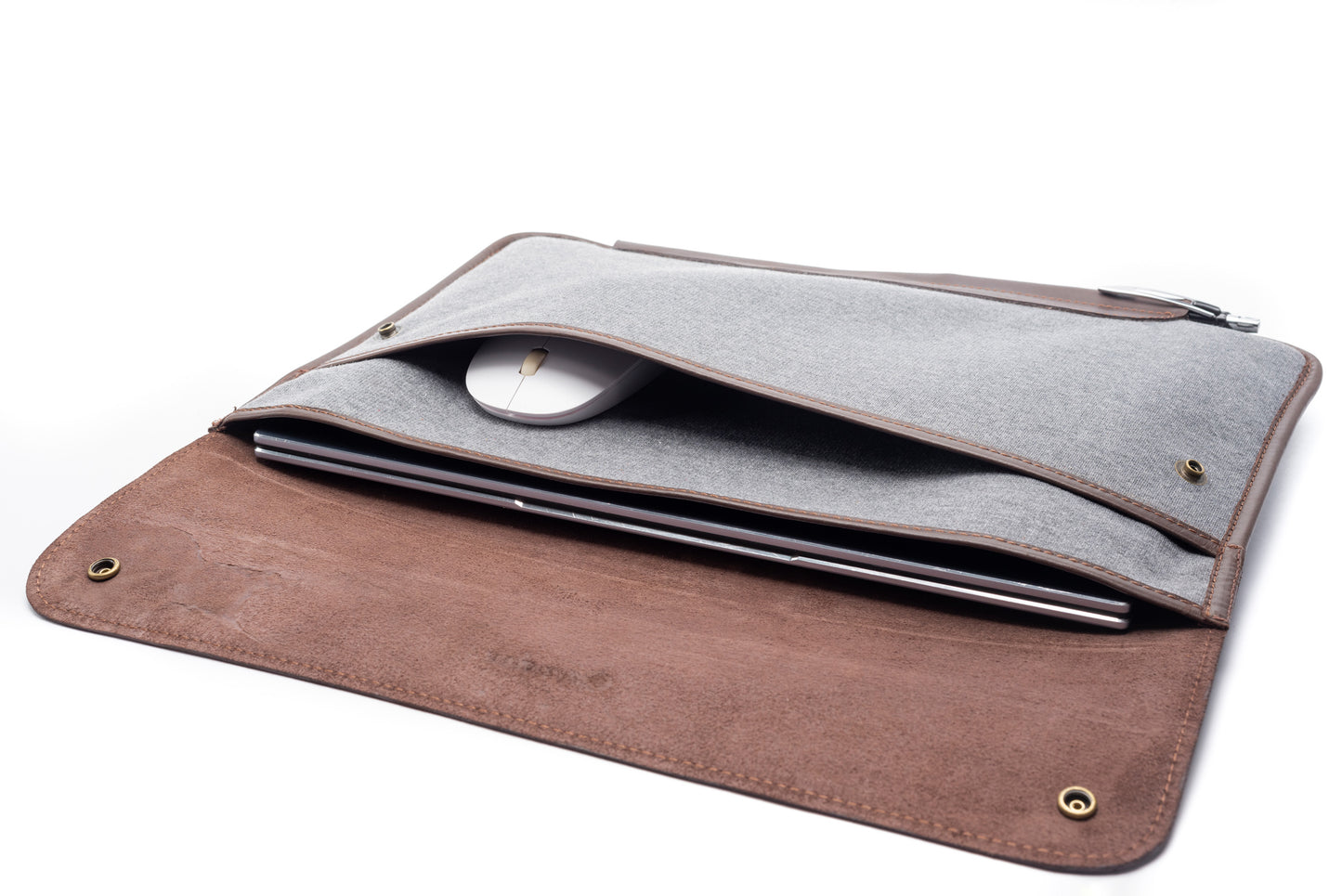 Leather with Fabric Laptop Sleeve (Candor Full Grain)