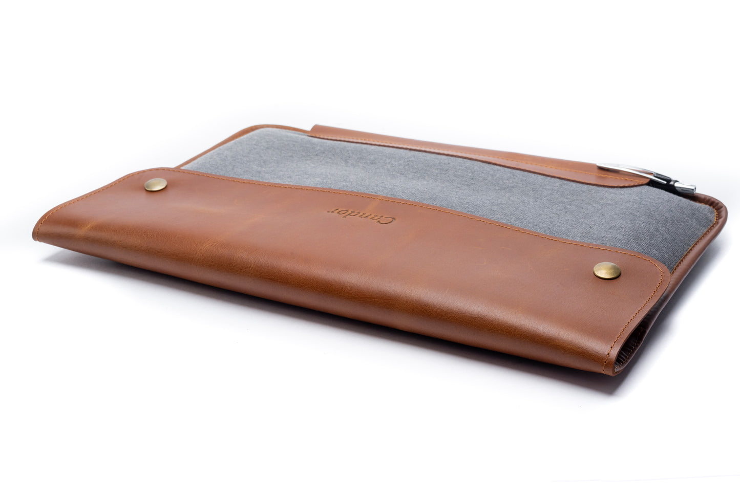 Leather with Fabric Laptop Sleeve (Candor Full Grain)