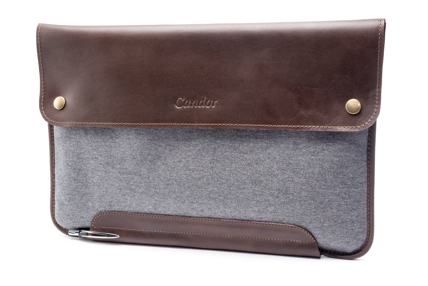 Leather with Fabric Laptop Sleeve (Candor Full Grain)